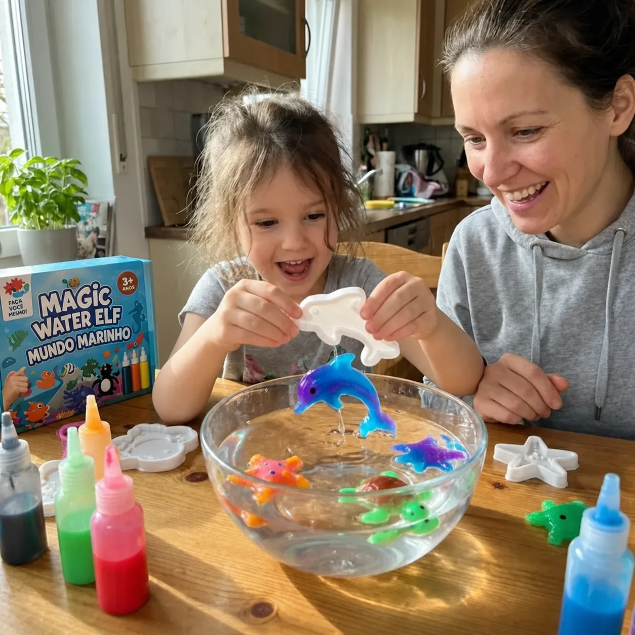Crianças a brincar com o kit sensorial Magic Water Elf